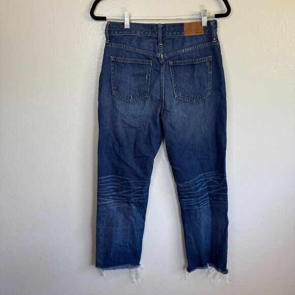Madewell The Perfect Vintage Jean Medium Wash Distressed Raw Hem Denim Jeans 27 - Picture 4 of 5